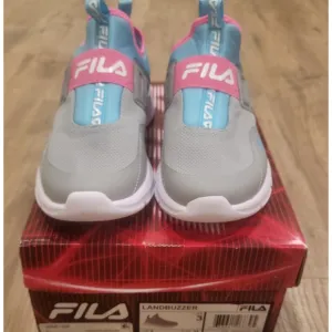 Girls Fila Landbuzzer Sneakers Size 3 Gray Blue Pink