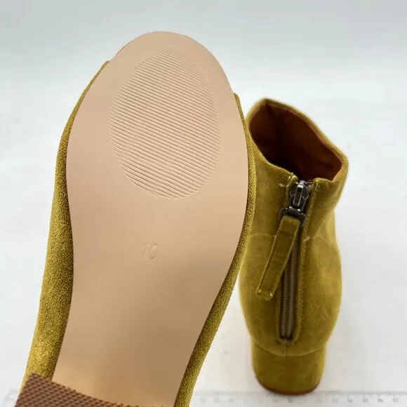 Grass green Comfort Block Low Heels Ankle Bootie Peep Toe Suede Back Zipper Shoe