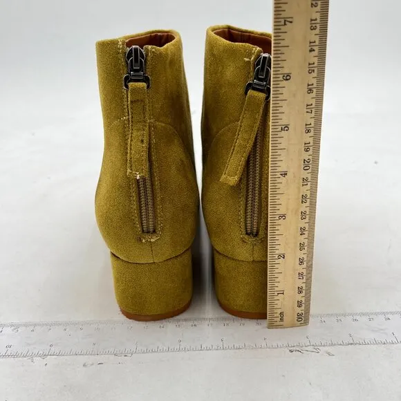 Grass green Comfort Block Low Heels Ankle Bootie Peep Toe Suede Back Zipper Shoe