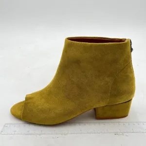 Grass green Comfort Block Low Heels Ankle Bootie Peep Toe Suede Back Zipper Shoe