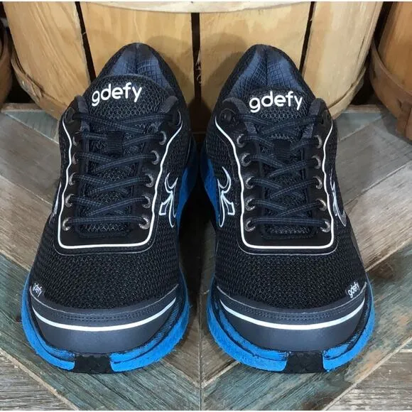 Gravity Defyer G-Defy Mighty Walk Black Blue Comfort Walking Shoes Mens Size 9.5