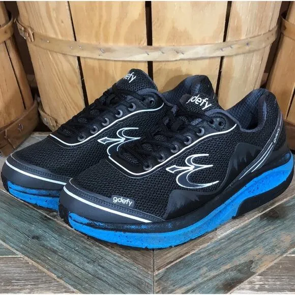 Gravity Defyer G-Defy Mighty Walk Black Blue Comfort Walking Shoes Mens Size 9.5