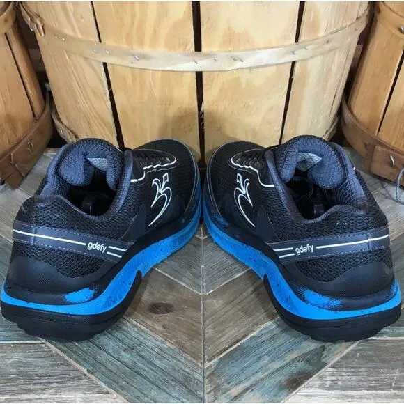 Gravity Defyer G-Defy Mighty Walk Black Blue Comfort Walking Shoes Mens Size 9.5