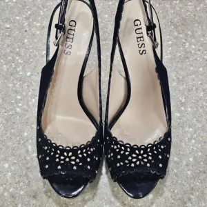 Guess GWBoardy Black Suede Heels/Shoes Women's Size 8 NIB