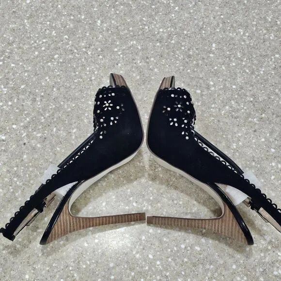 Guess GWBoardy Black Suede Heels/Shoes Women's Size 8 NIB