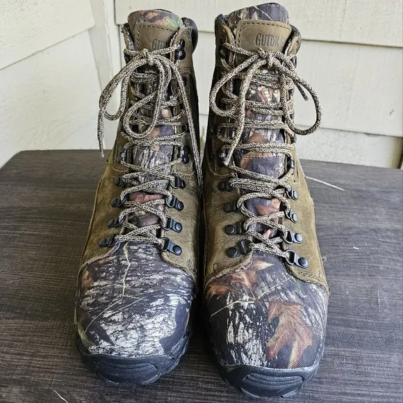 Guide Gear Genuine Leather Camo Pattern Waterproof Hunting Boots Mens Size:9EE