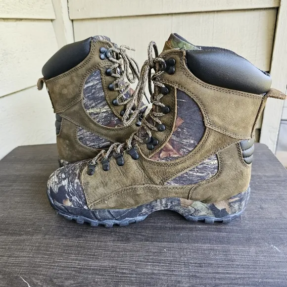Guide Gear Genuine Leather Camo Pattern Waterproof Hunting Boots Mens Size:9EE