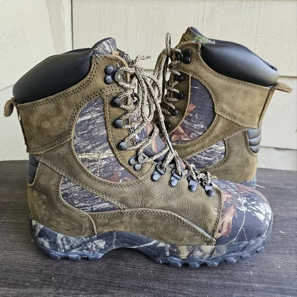 Guide Gear Genuine Leather Camo Pattern Waterproof Hunting Boots Mens Size:9EE