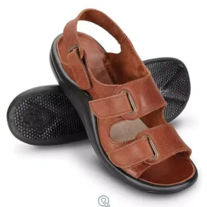 Hammacher Schlemmer Gentlemens Walk On Air Strap Sandals Camel Brown 12