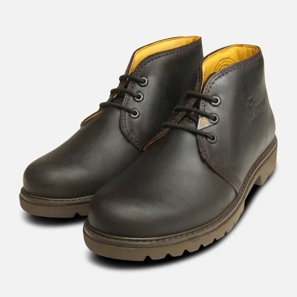HAVANA JOE Men’s Dark Brown Leather Mr. Panama Jack Waxy Waterproof Ankle Boots
