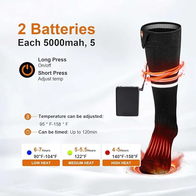 Heated Socks for Men Women, MewaMaA APP Control Battery Heated Socks Rechargeable Washable, Electric Socks Foot Warmer for Hiking Biking Camping Skiing Hunting Outdoor Work, Heating Socks Warm Socks