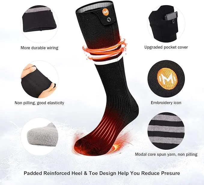 Heated Socks for Men Women, MewaMaA APP Control Battery Heated Socks Rechargeable Washable, Electric Socks Foot Warmer for Hiking Biking Camping Skiing Hunting Outdoor Work, Heating Socks Warm Socks