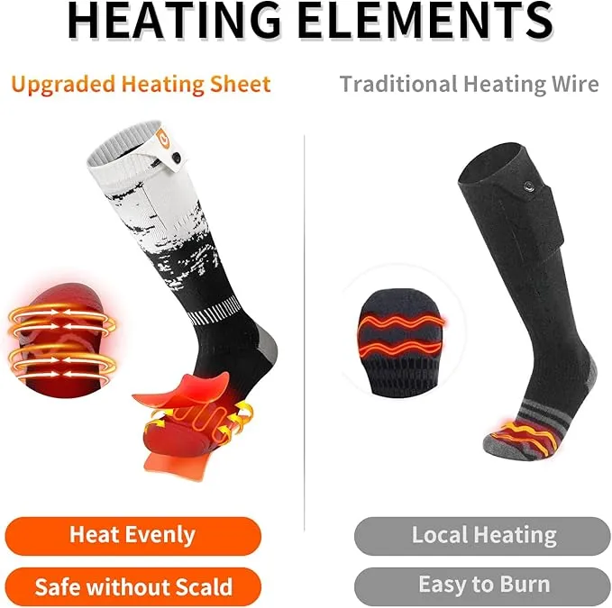Heated Socks for Men Women - OIGOGOI 5000mAh Rechargeable Electric Heated Socks Foot Warmers 3 Heating Settings with APP Remote Control for Skiing Hiking Camping Running Fishing