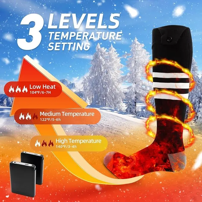 Heated Socks for Men Women, Rechargeable 5000mAh Battery Electric Heated Socks Washable Winter Socks for Foot Warmer Skiing Camping Hiking