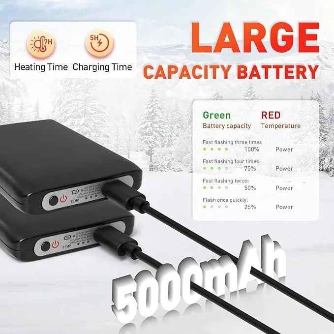 Heated Socks for Men Women, Rechargeable 5000mAh Battery Electric Heated Socks Washable Winter Socks for Foot Warmer Skiing Camping Hiking