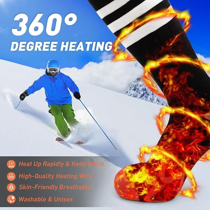 Heated Socks for Men Women, Rechargeable 5000mAh Battery Electric Heated Socks Washable Winter Socks for Foot Warmer Skiing Camping Hiking