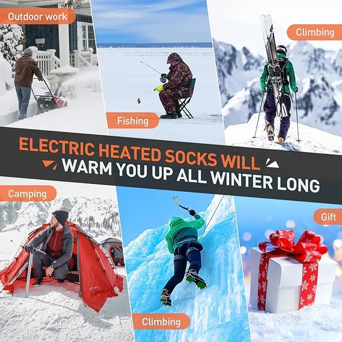 Heated Socks for Men Women, Rechargeable 5000mAh Battery Electric Heated Socks Washable Winter Socks for Foot Warmer Skiing Camping Hiking