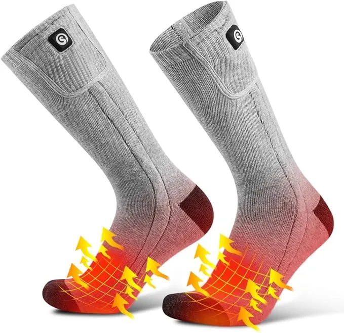Heated Socks for Men Women, SAVIOR HEAT Electric Rechargeable Battery Thick Long Ski Socks for Winter Cold Weather Hunting Hiking Camping Skating Motorcycle Cycling Fishing