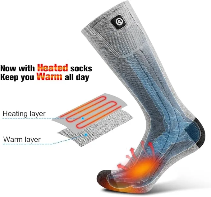 Heated Socks for Men Women, SAVIOR HEAT Electric Rechargeable Battery Thick Long Ski Socks for Winter Cold Weather Hunting Hiking Camping Skating Motorcycle Cycling Fishing