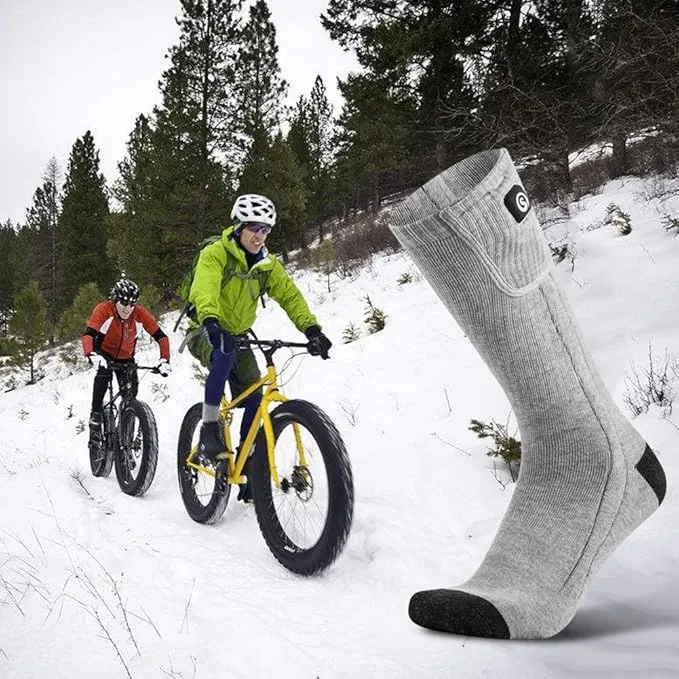 Heated Socks for Men Women, SAVIOR HEAT Electric Rechargeable Battery Thick Long Ski Socks for Winter Cold Weather Hunting Hiking Camping Skating Motorcycle Cycling Fishing
