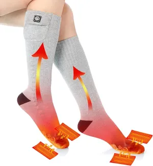 Heated Socks for Men Women, SAVIOR HEAT Electric Rechargeable Battery Thick Long Ski Socks for Winter Cold Weather Hunting Hiking Camping Skating Motorcycle Cycling Fishing