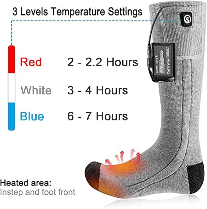 Heated Socks for Men Women, SAVIOR HEAT Electric Rechargeable Battery Thick Long Ski Socks for Winter Cold Weather Hunting Hiking Camping Skating Motorcycle Cycling Fishing