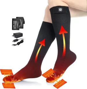 Heated Socks for Men Women, SAVIOR HEAT Electric Rechargeable Battery Thick Long Ski Socks for Winter Cold Weather Hunting Hiking Camping Skating Motorcycle Cycling Fishing