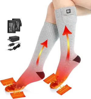 Heated Socks for Men Women, SAVIOR HEAT Electric Rechargeable Battery Thick Long Ski Socks for Winter Cold Weather Hunting Hiking Camping Skating Motorcycle Cycling Fishing