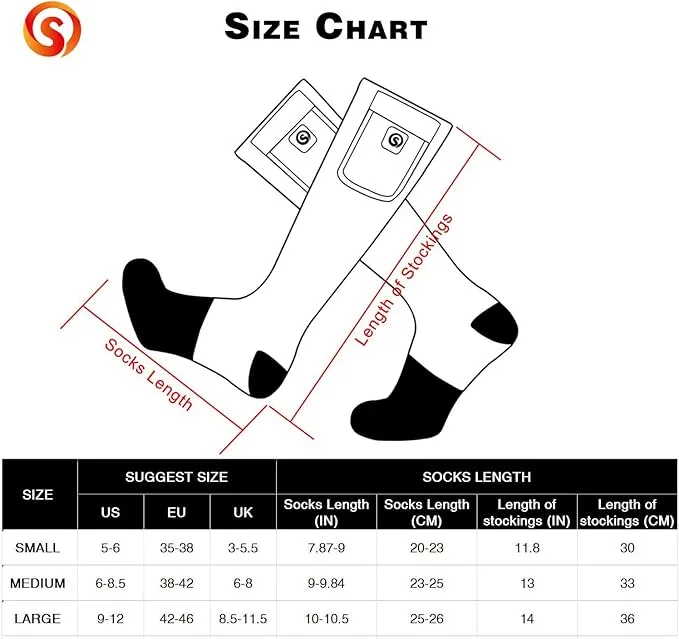 Heated Socks for Men Women, SAVIOR HEAT Electric Rechargeable Battery Thick Long Ski Socks for Winter Cold Weather Hunting Hiking Camping Skating Motorcycle Cycling Fishing