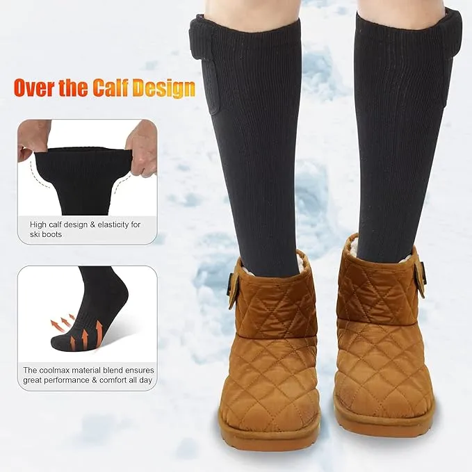 Heated Socks for Men Women, SAVIOR HEAT Electric Rechargeable Battery Thick Long Ski Socks for Winter Cold Weather Hunting Hiking Camping Skating Motorcycle Cycling Fishing
