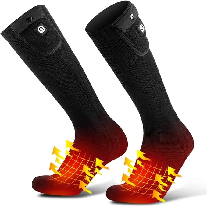 Heated Socks for Men Women, SAVIOR HEAT Electric Rechargeable Battery Thick Long Ski Socks for Winter Cold Weather Hunting Hiking Camping Skating Motorcycle Cycling Fishing