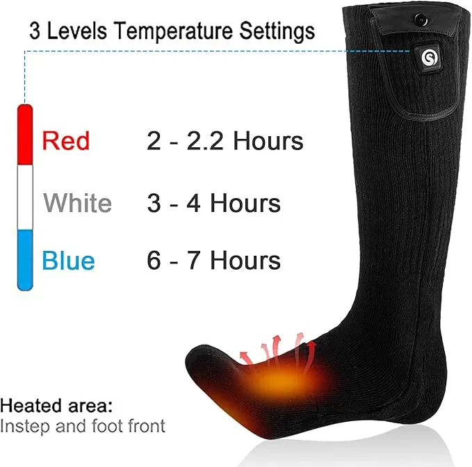 Heated Socks for Men Women, SAVIOR HEAT Electric Rechargeable Battery Thick Long Ski Socks for Winter Cold Weather Hunting Hiking Camping Skating Motorcycle Cycling Fishing