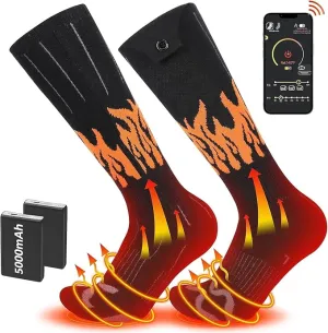 Heated Socks, Rechargeable Heated Socks for Men Women, Battery Powered Foot Warmer with APP Control for Winter Hunting Skiing Camping Hiking