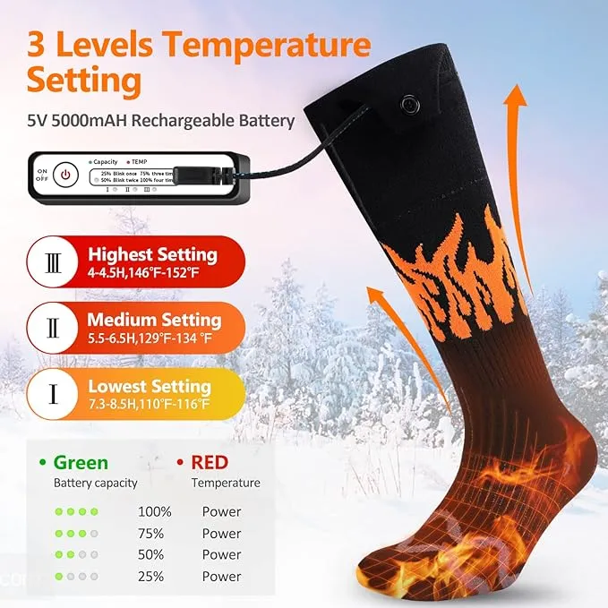 Heated Socks, Rechargeable Heated Socks for Men Women, Battery Powered Foot Warmer with APP Control for Winter Hunting Skiing Camping Hiking