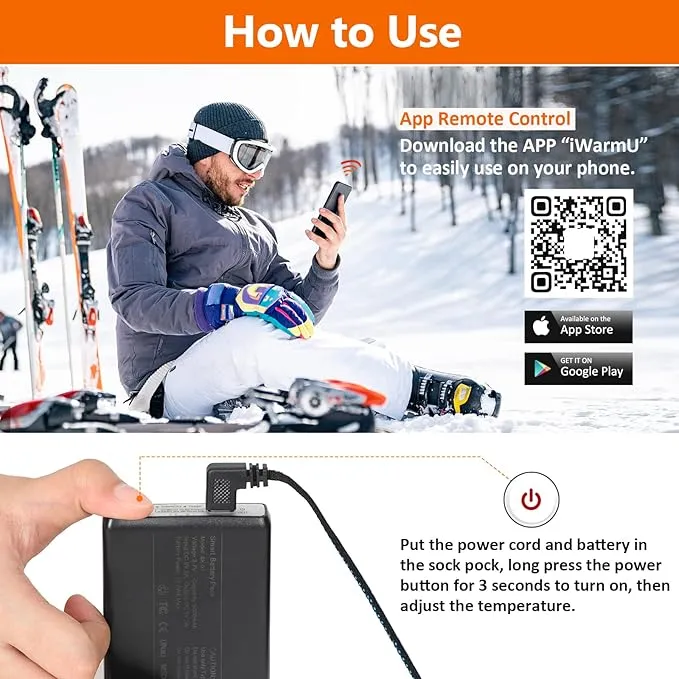 Heated Socks, Rechargeable Heated Socks for Men Women, Battery Powered Foot Warmer with APP Control for Winter Hunting Skiing Camping Hiking