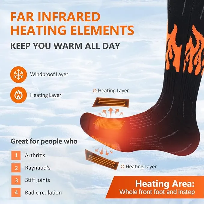 Heated Socks, Rechargeable Heated Socks for Men Women, Battery Powered Foot Warmer with APP Control for Winter Hunting Skiing Camping Hiking