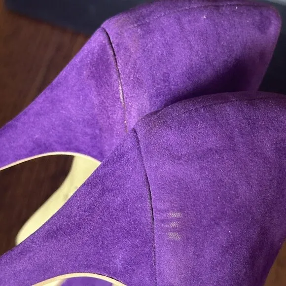 HERSTAR TCU Shoes Pumps Suede High Heel 5&quot; Purple White Gray Womens Size‎ 8