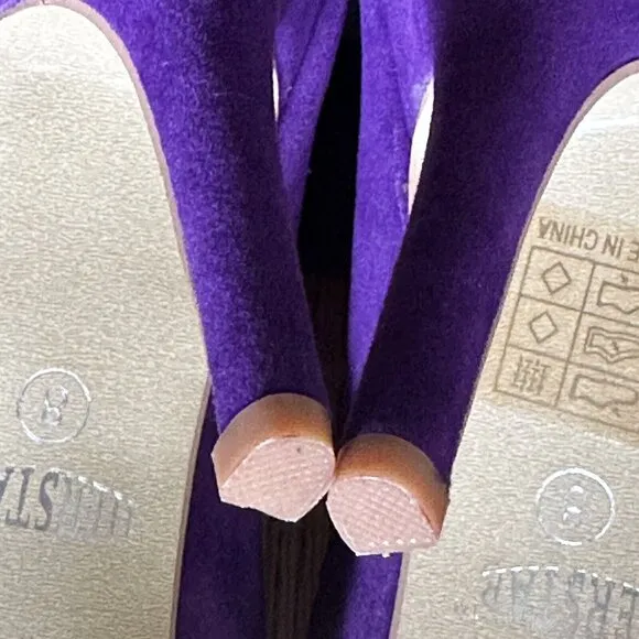 HERSTAR TCU Shoes Pumps Suede High Heel 5&quot; Purple White Gray Womens Size‎ 8
