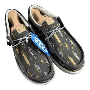 Hey Dude Wally Fish Print Shoes Sz 10 M Casual Comfort Loafers Outdoor Lake Vibe