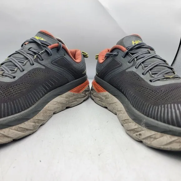 Hoka One One Bondi 7 Mens 10.5 Gray Orange Athletic Shoes Running Walking