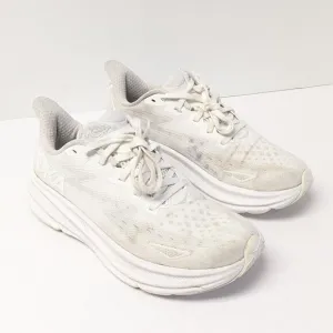Hoka One One Clifton 9 Running Shoes, White, Women's 7 Wide