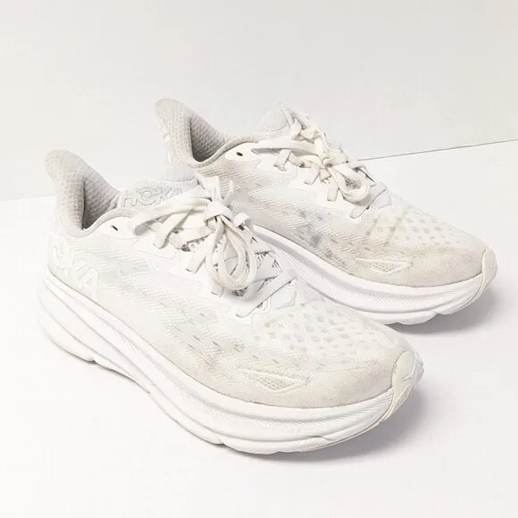 Hoka One One Clifton 9 Running Shoes, White, Women's 7 Wide
