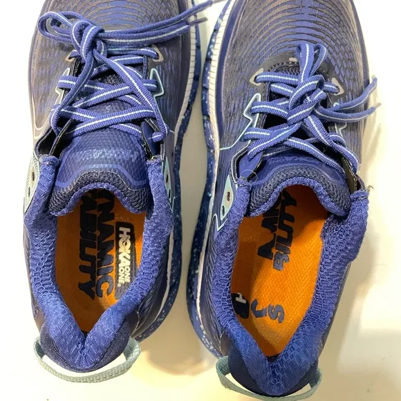 Hoka One One Gaviota Kids Size 5 Running Shoes Blue Print Surf The Web Blue