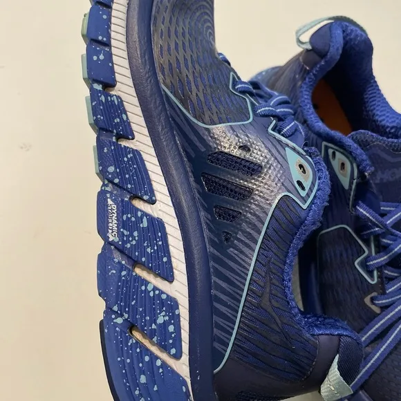 Hoka One One Gaviota Kids Size 5 Running Shoes Blue Print Surf The Web Blue