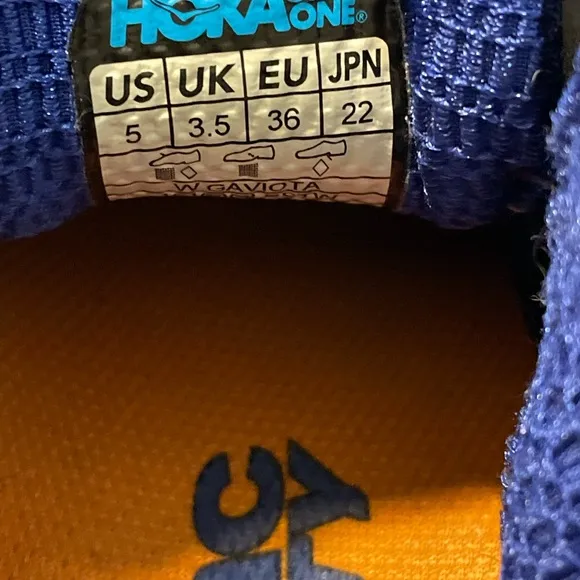 Hoka One One Gaviota Kids Size 5 Running Shoes Blue Print Surf The Web Blue