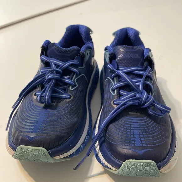 Hoka One One Gaviota Kids Size 5 Running Shoes Blue Print Surf The Web Blue