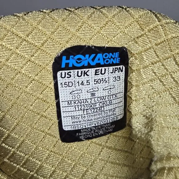 Hoka One One Kaha 2 Low GTX Mens Size 15 D Running Hiking Shoes Brown