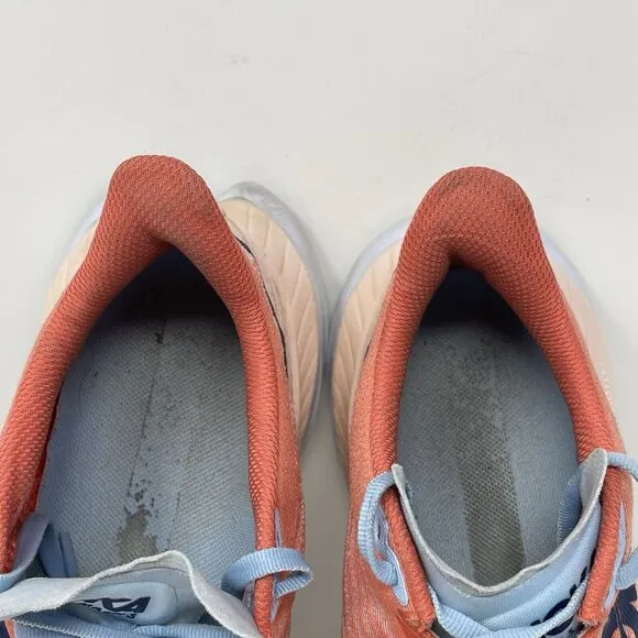 Hoka One One Mach 5 Womens 8 Orange Mesh Running Walking Comfort Shoes Sneakers