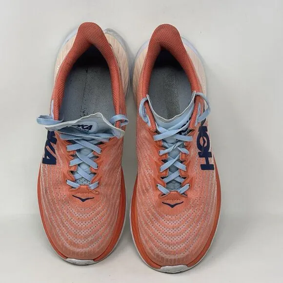 Hoka One One Mach 5 Womens 8 Orange Mesh Running Walking Comfort Shoes Sneakers