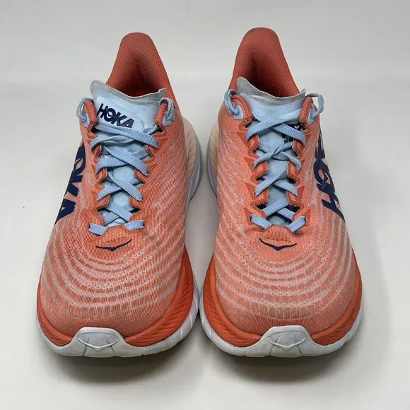 Hoka One One Mach 5 Womens 8 Orange Mesh Running Walking Comfort Shoes Sneakers